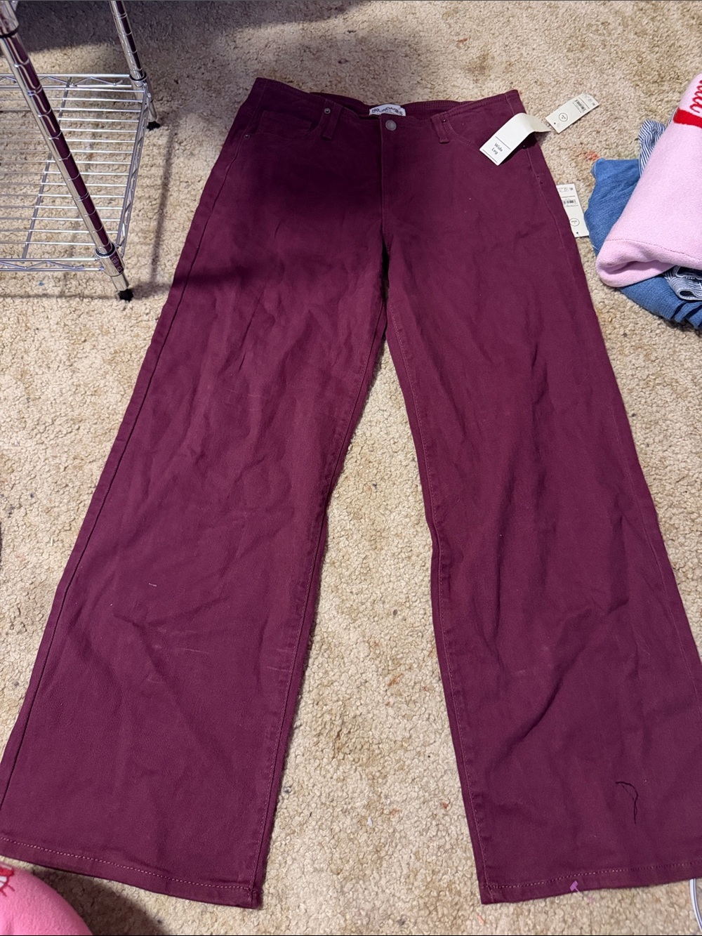 No Boundaries Wide-Leg Jeans in Wine